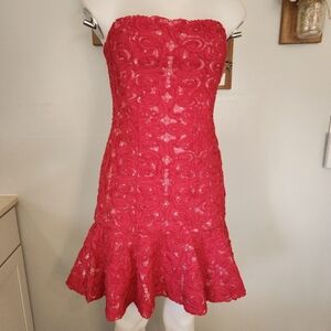 BCBGMaxazria Marina Short Strapless Ruffle Hem Dress NWT